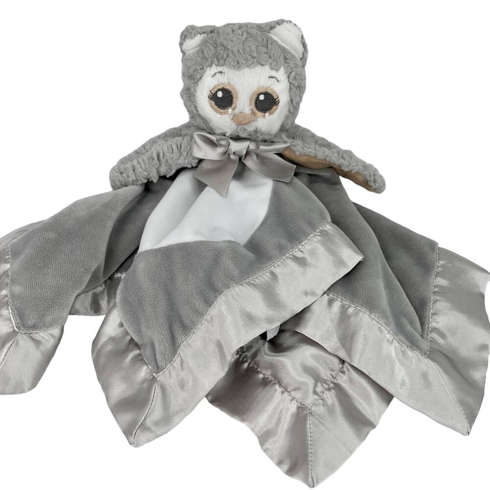 Bearington Baby Collection Lovey Gray Owl Satin 19" x 19"